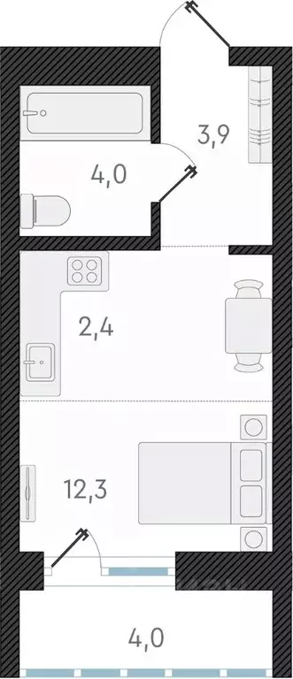 Студия Новосибирская область, Новосибирск ул. Аэропорт, 64 (22.6 м) - Фото 0