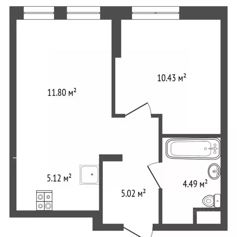 1-к кв. Тюменская область, Тюмень ул. Новоселов, 96 (36.8 м) - Фото 2