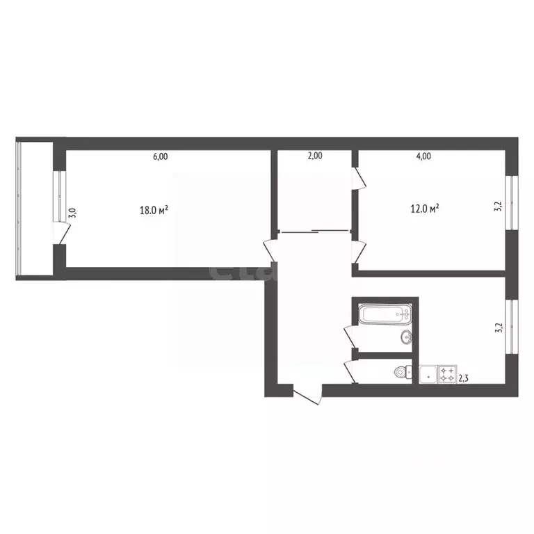 2-к кв. Амурская область, Благовещенск 2-й мкр, ул. Дьяченко, 8 (52.6 ... - Фото 2