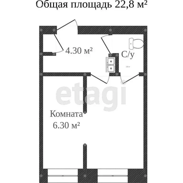 1к в -комнатной квартире (23 м) - Фото 1