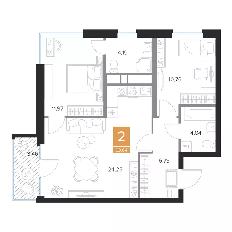 Продаётся 2-к квартира, 63.04 м - Фото 0