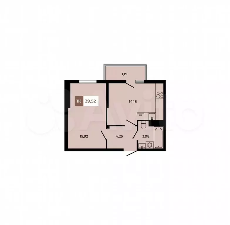 1-к. квартира, 40 м, 3/8 эт. - Фото 1