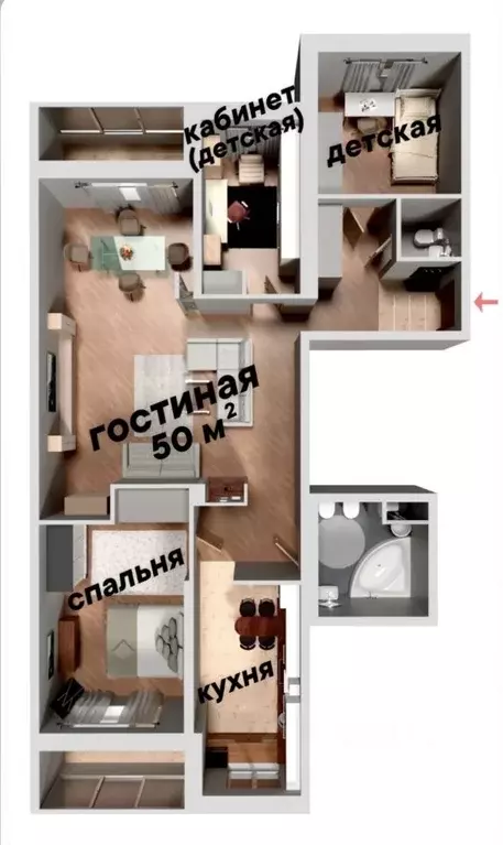 3-к кв. Свердловская область, Екатеринбург ул. Народной Воли, 23 ... - Фото 2