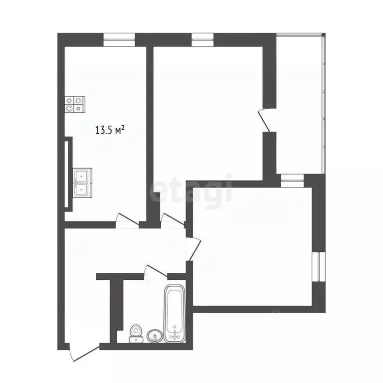 2-к кв. Тюменская область, Тюмень ул. Монтажников, 61 (55.1 м) - Фото 2
