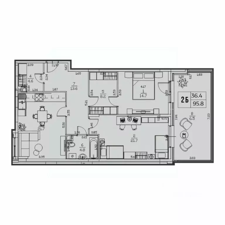 2-к кв. Татарстан, Казань ул. Генерала Ерина, 5Д (95.8 м) - Фото 0