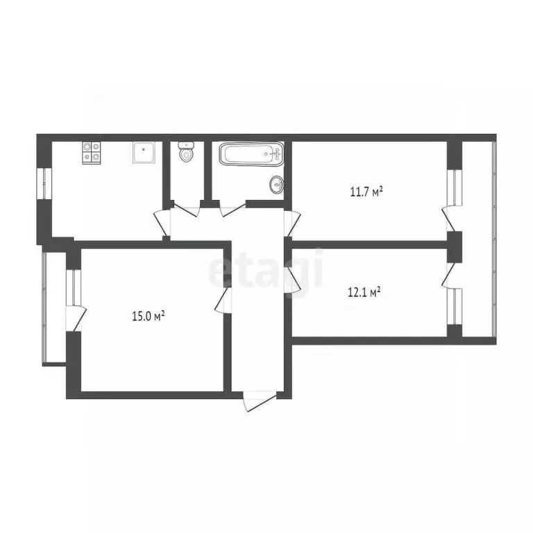 3-к кв. Тюменская область, Тюмень ул. Карла Маркса, 110А (60.4 м) - Фото 2