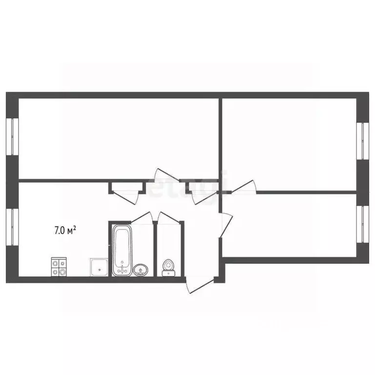3-к кв. Вологодская область, пос. Харачево 2 (60.5 м) - Фото 1