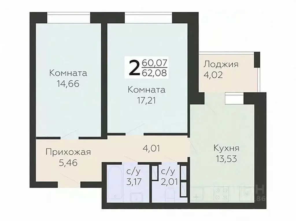2-к кв. Орловская область, Орел ул. Панчука, 83Б (62.08 м) - Фото 0