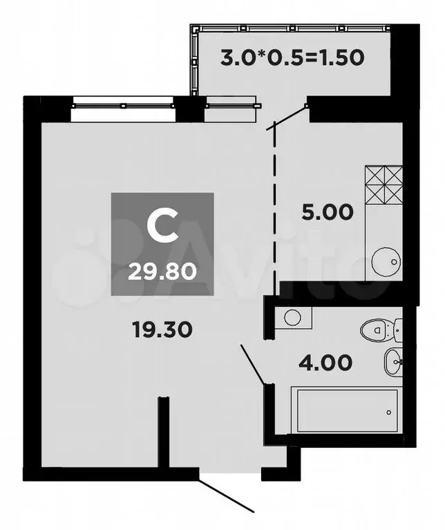 Квартира-студия, 29,8 м, 12/20 эт. - Фото 1