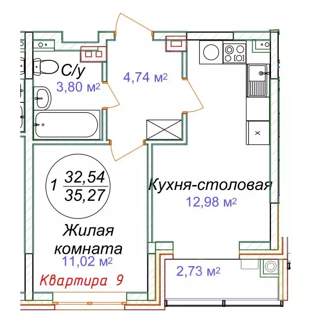 1-к кв. Ставропольский край, Минеральные Воды  (35.27 м) - Фото 0