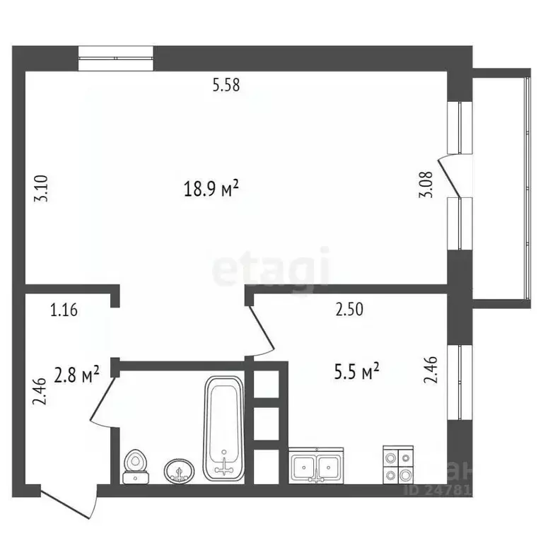 1-к кв. Московская область, Коломна ул. Добролюбова, 12 (30.8 м) - Фото 1