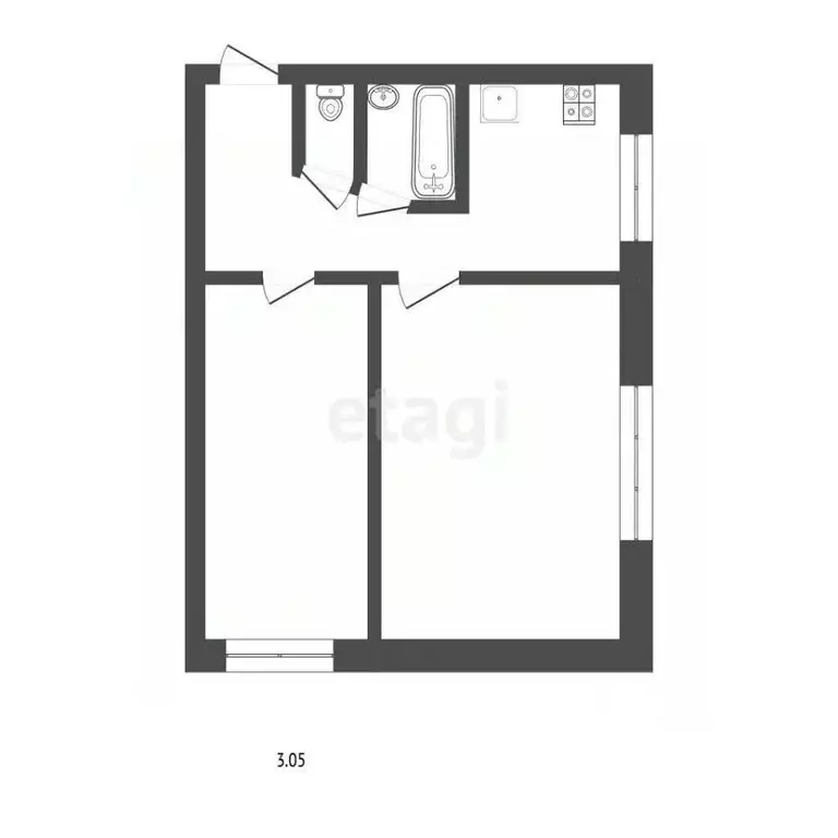 2-к кв. Омская область, Омск ул. Пирогова, 48 (40.0 м) - Фото 1