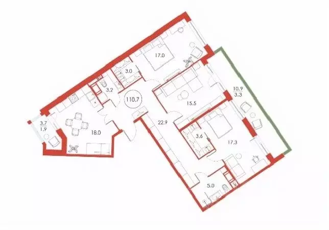 3-к кв. Санкт-Петербург ул. Плесецкая, 2 (110.7 м) - Фото 0