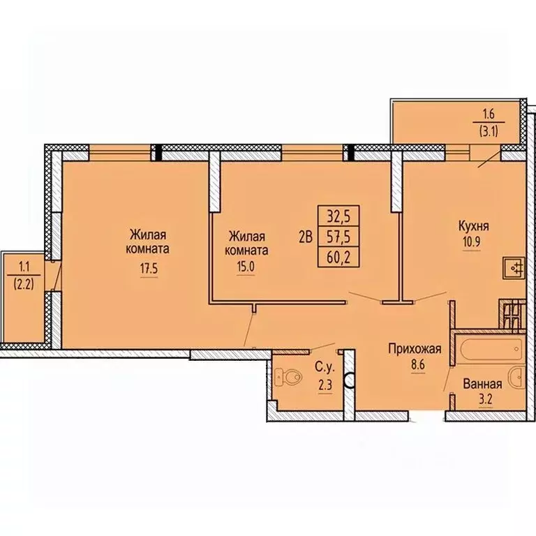 2-к кв. Новосибирская область, Новосибирск ул. Бородина, 54 (60.2 м) - Фото 0