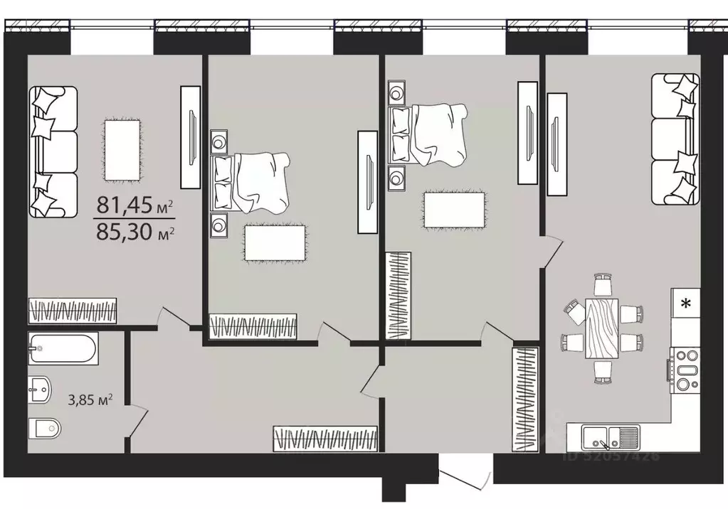 3-к кв. Ульяновская область, Ульяновск ул. Тимирязева, 48А (84.9 м) - Фото 1