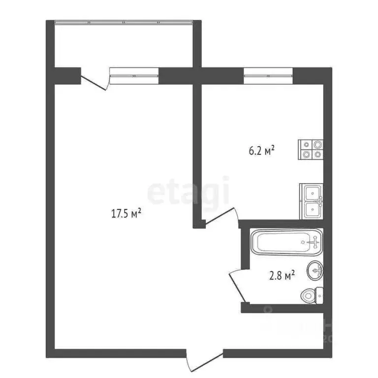 1-к кв. Коми, Сыктывкар ул. Старовского, 34 (29.6 м) - Фото 2