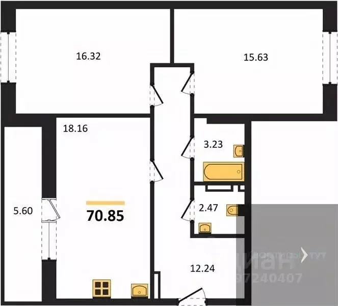 2-к кв. Воронежская область, с. Новая Усмань  (70.85 м) - Фото 0