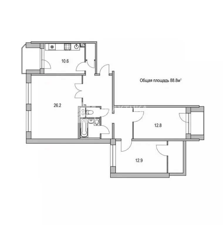 3-к кв. Московская область, Долгопрудный Московское ш., 59 (88.8 м) - Фото 1