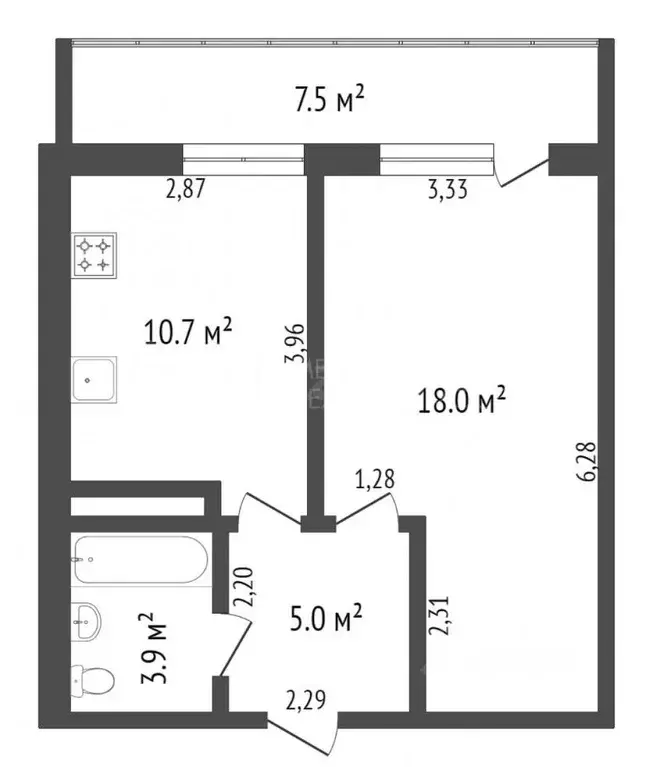 1-к кв. Тюменская область, Тюмень ул. Ю.-Р.Г. Эрвье, 10 (40.0 м) - Фото 2