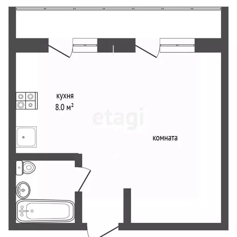 Студия Костромская область, Кострома Дорожная ул., 16 (46.2 м) - Фото 2