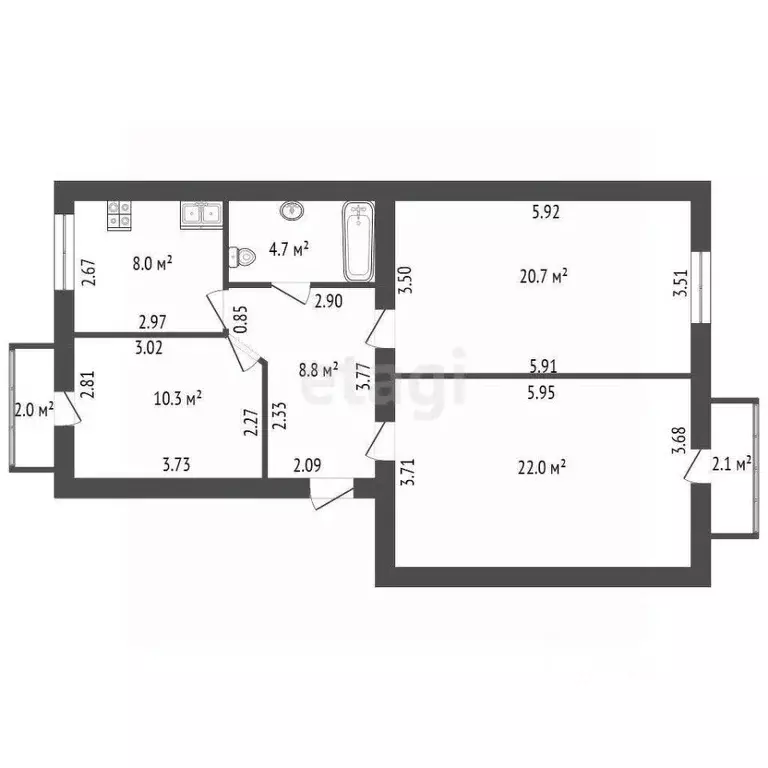 3-к кв. Санкт-Петербург просп. Кима, 11 (74.5 м) - Фото 2