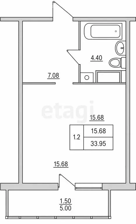 Квартира-студия: село Усады, улица Тёплых Встреч, 2 (32 м) - Фото 1