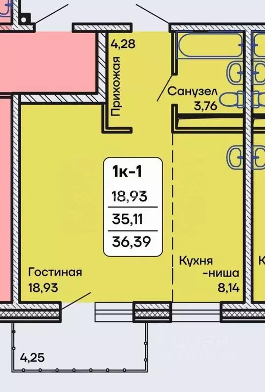 1-к кв. Бурятия, Улан-Удэ 102-й мкр, ул. Ринчино, 2Б (36.39 м) - Фото 1