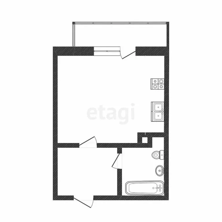 Квартира-студия: Тюмень, Верхнетарманская улица, 1 (23.6 м) - Фото 1