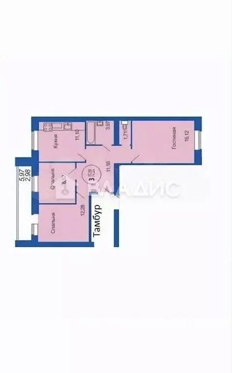 3-к кв. Пензенская область, Пензенский район, Засечный сельсовет, с. ... - Фото 2