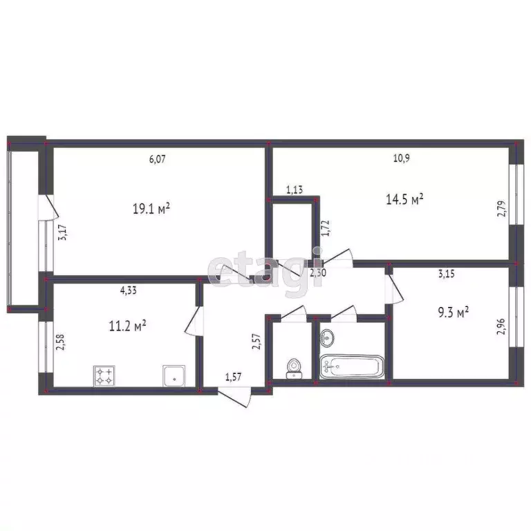 3-к кв. Тюменская область, Тюмень ул. Боровская, 3 (68.0 м) - Фото 1