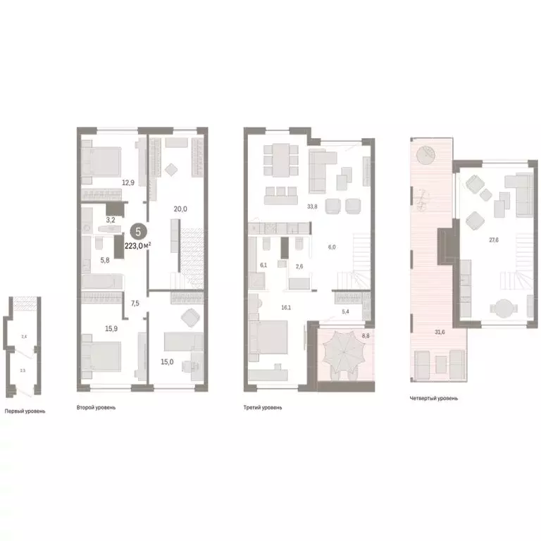 4-комнатная квартира: Тюмень, ЖК Дом у Озера (223.03 м) - Фото 1