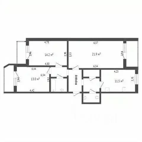 3-к кв. Белгородская область, Белгород ул. Победы, 49к3 (96.0 м) - Фото 2