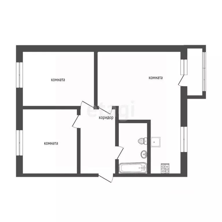 3-к кв. Коми, Ухта ул. Дзержинского, 25 (59.0 м) - Фото 2