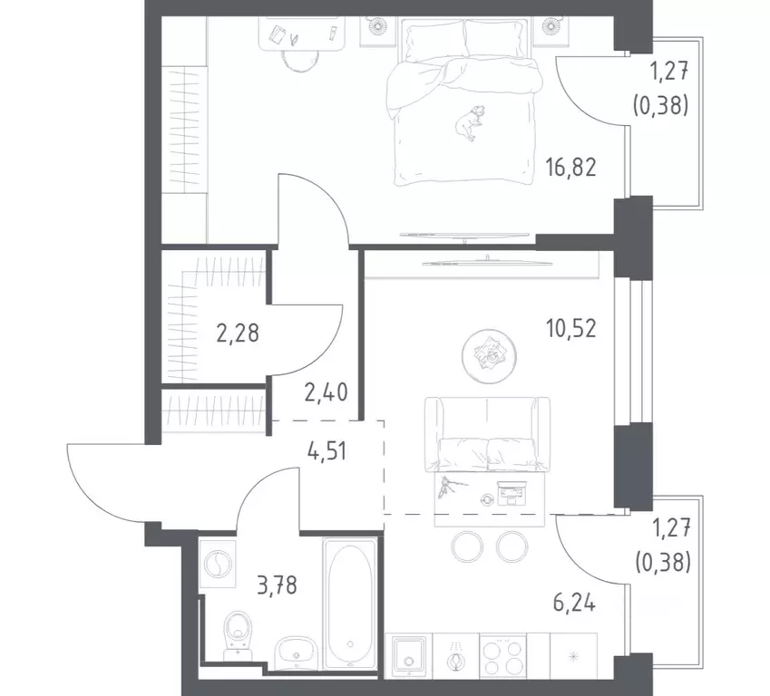 1-к кв. Татарстан, Казань проезд Владимира Шнеппа (47.31 м) - Фото 1