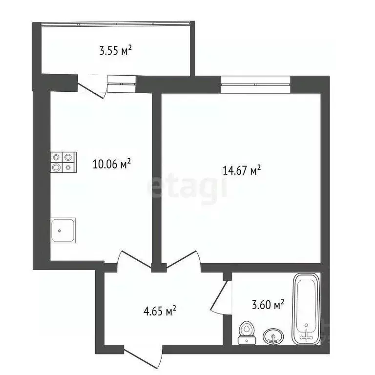 1-к кв. Тамбовская область, Тамбов проезд Проектный, 3 (33.0 м) - Фото 1