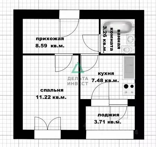 1-к кв. Башкортостан, Уфа ул. Бородинская, 20/1 (30.3 м) - Фото 2