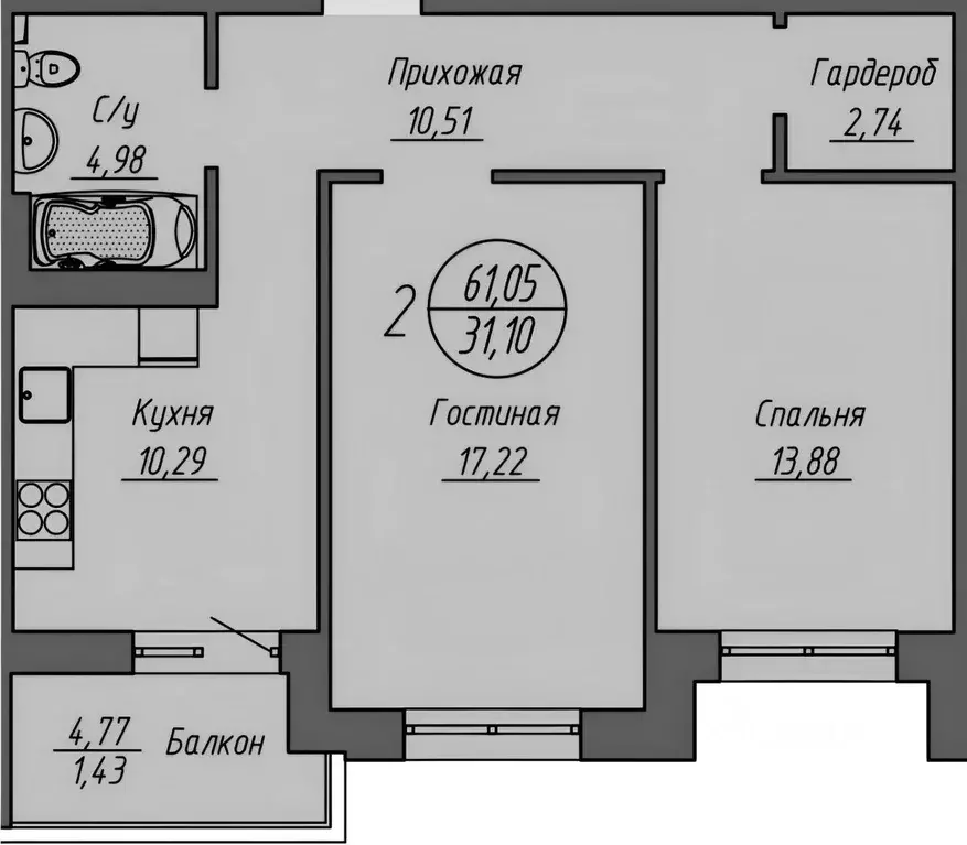 2-к кв. Новосибирская область, Новосибирск ул. Кирова, 11 (60.0 м) - Фото 2