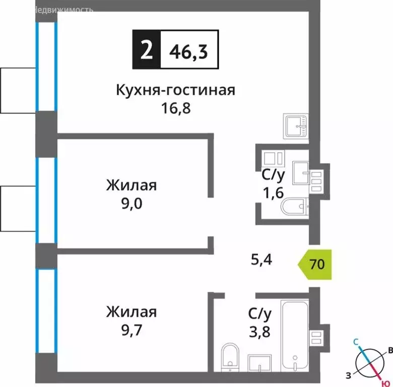 2-комнатная квартира: Красногорск, микрорайон Опалиха, жилой комплекс ... - Фото 0