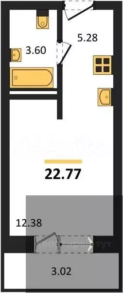 Квартира-студия, 22,8 м, 5/8 эт. - Фото 0