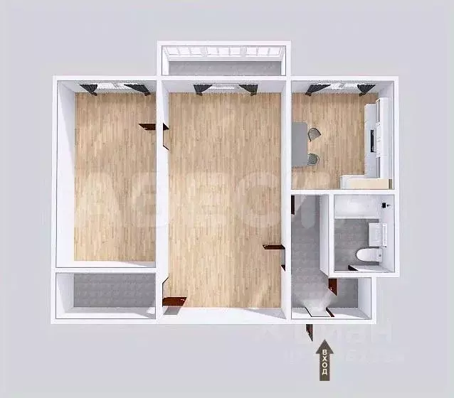 2-к кв. Омская область, Омск ул. Авиагородок, 7 (42.0 м) - Фото 2