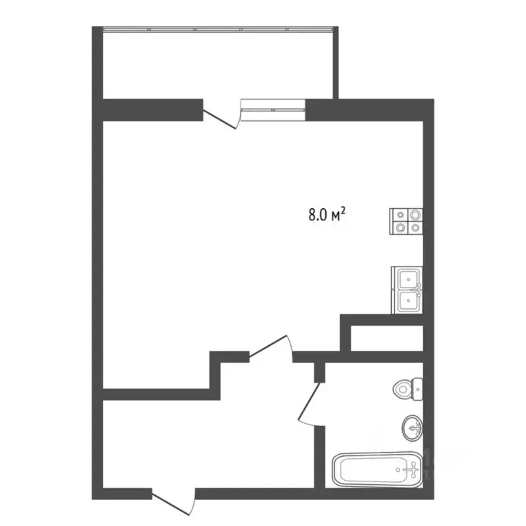 Студия Тюменская область, Тюмень ул. Раушана Абдуллина, 2 (29.0 м) - Фото 2
