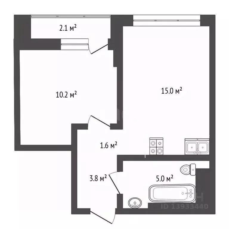 1-к кв. Тюменская область, Тюмень ул. Тимирязева, 8к1 (36.7 м) - Фото 2