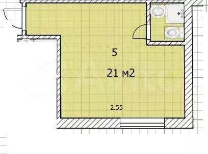 Апартаменты-студия, 20,9 м, 1/5 эт. - Фото 0