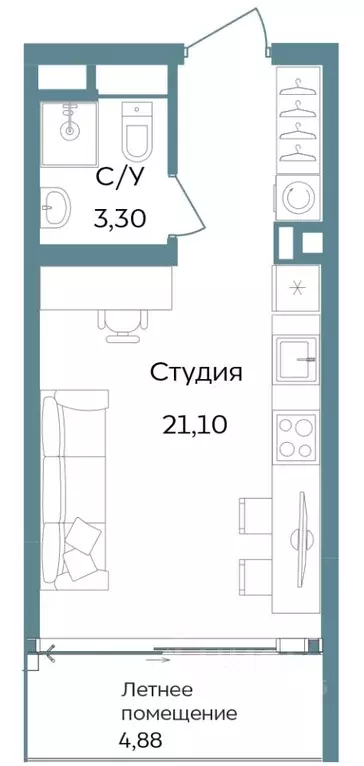 Студия Крым, Саки ул. Морская (29.28 м) - Фото 0
