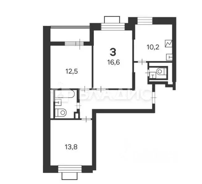 3-к кв. Москва ул. Кедрова, 16К3 (72.6 м) - Фото 2