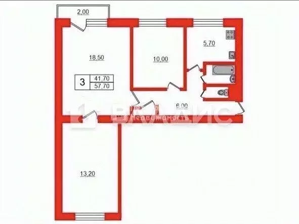 3-к кв. Санкт-Петербург Дачный просп., 17К1 (57.7 м) - Фото 2