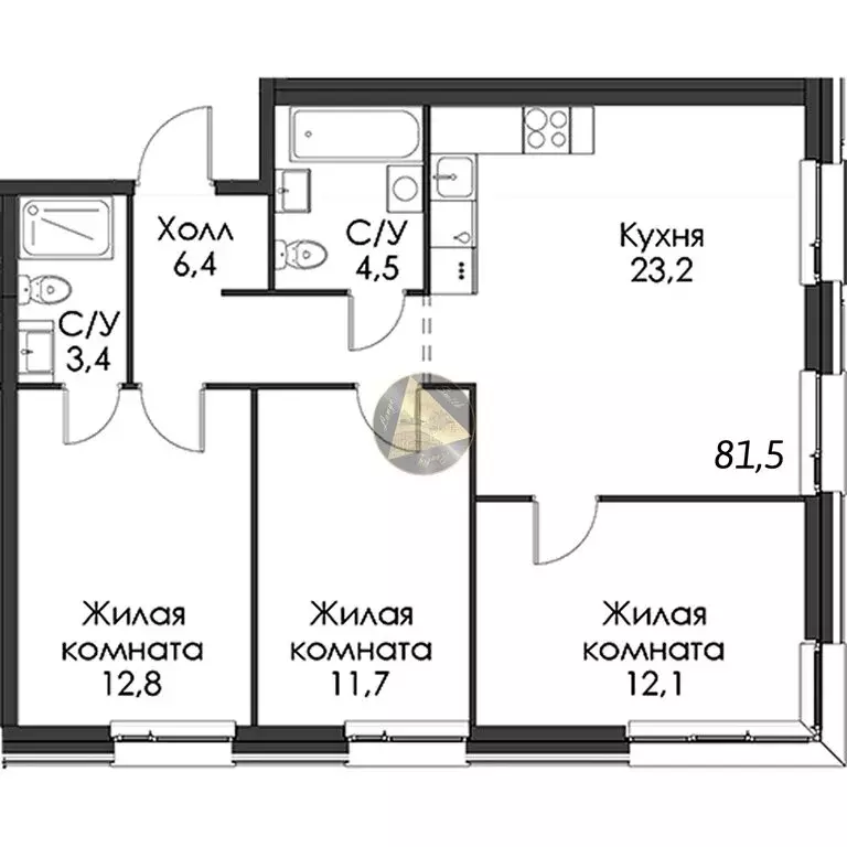 3-комнатная квартира: Санкт-Петербург, Галерный проезд, 1к2 (81.5 м) - Фото 1