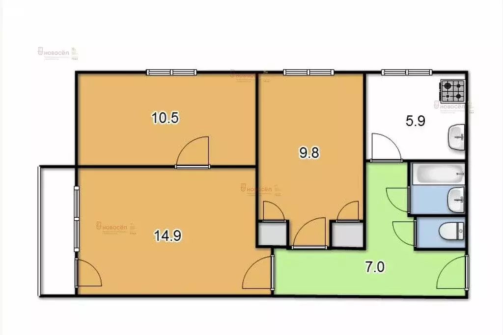 3-комнатная квартира: Екатеринбург, улица Корепина, 30А (58 м) - Фото 1