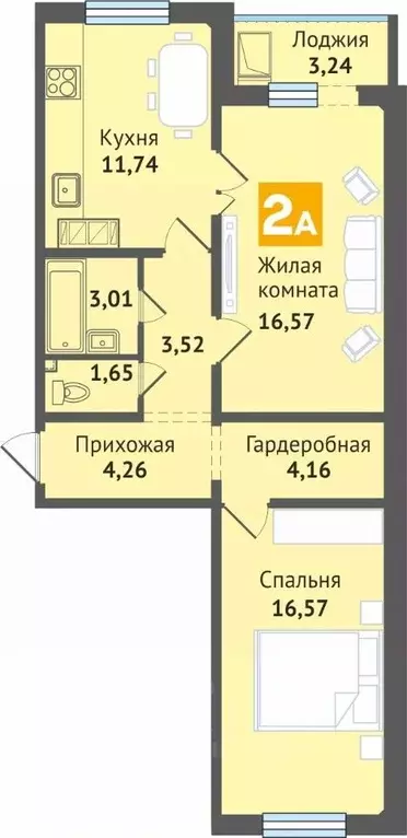 2-к кв. Марий Эл, Медведево городское поселение, Медведево пгт ул. ... - Фото 1