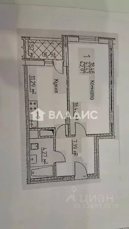 1-к кв. Владимирская область, Владимир ул. Нижняя Дуброва, 11А (42.9 ... - Фото 2
